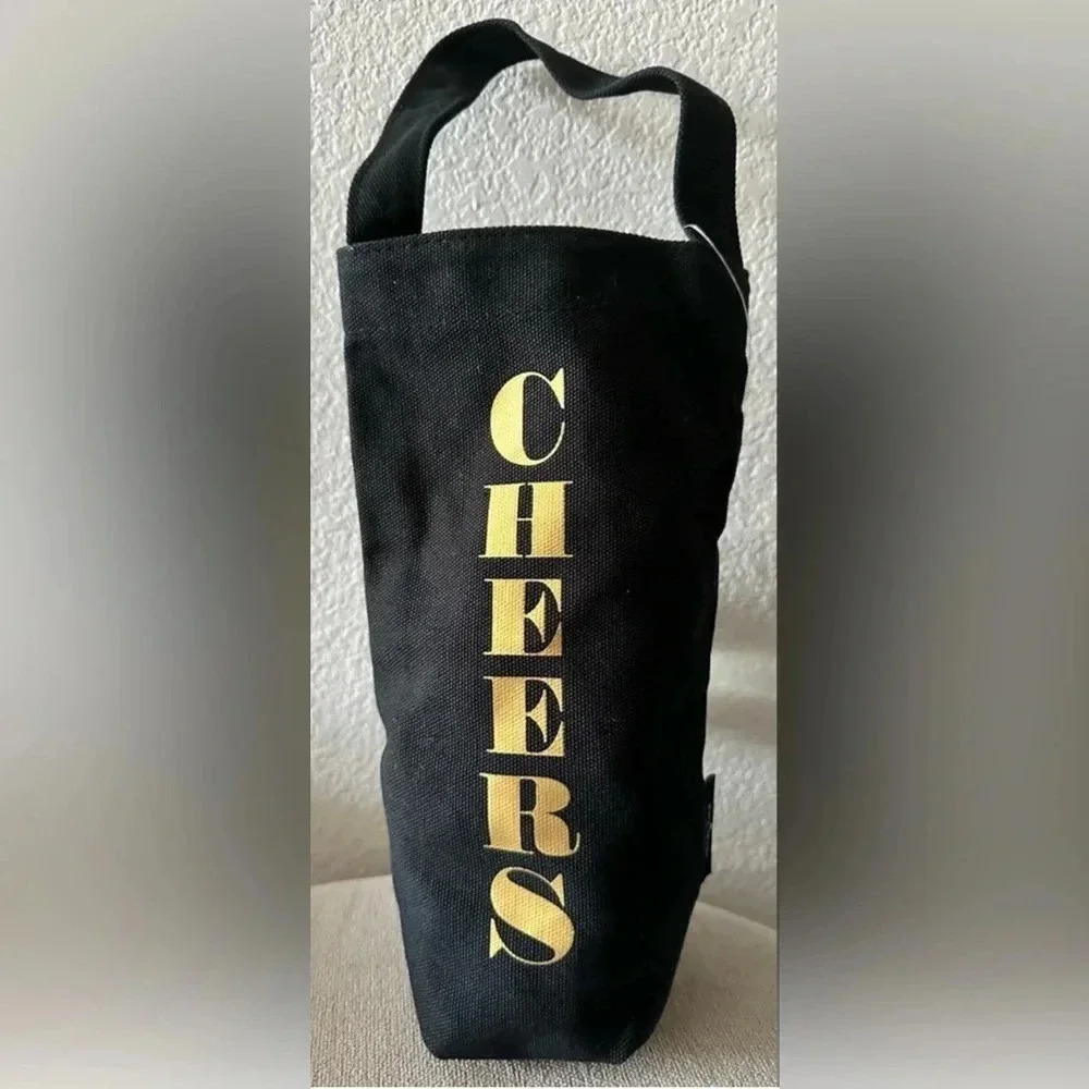 Kate Spade Cheers Wine Tote - Black Canvas - NWT - Picture 2 of 7